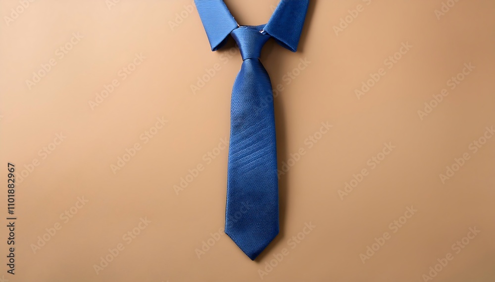 Poster a simple yet stylish flat lay design features a blue necktie on a beige background waiting _1(545)