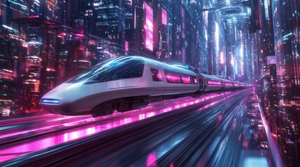 Fototapeta premium Futuristic City Train