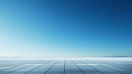 sleek business themed background with grid pattern and clear blue sky. This conveys sense of professionalism and openness, ideal for corporate presentations