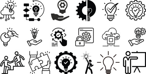 Creative business solutions icon set collection