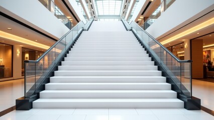 Obraz premium Blank wraps on staircase steps, ideal for advertising in a shopping mall
