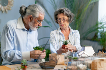 close up master class on creating compositions with plants for elderly people happy old age elderly couple pleasant memories leisure time in old age