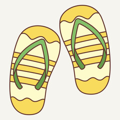 A pair of colorful flip-flops with a fun design, ideal for casual summer wear.