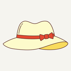 A stylish wide-brimmed hat with a red ribbon, perfect for sun protection and fashion.