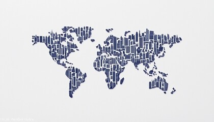 A stylized map of the world created from vertical blue stripes, showcasing an artistic representation of geography.