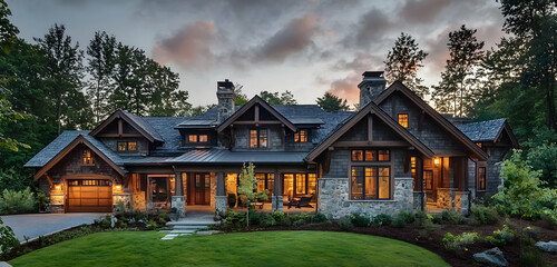 Obraz premium Rustic home with minimalist charm, blending traditional warmth with style.