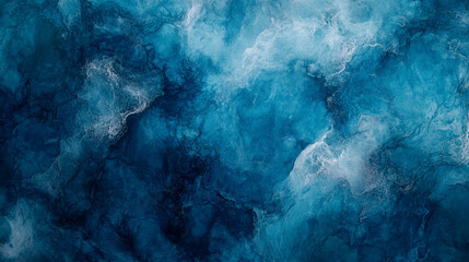 Swirling blue patterns create an abstract underwater effect with deep shades and light tones
