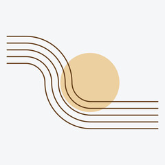 Abstract design featuring curved lines and a circular shape in a minimalist style.