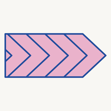 recommend clip art: A graphic illustration of a stylized arrow pointing right.