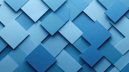 Abstract geometric background with overlapping blue square shapes with varying shades and textures creating a three-dimensional effect.