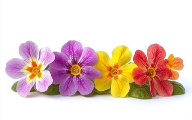 Fototapeta premium Beautiful spring primula flowers isolated on a white background