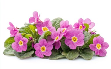 Obraz premium Beautiful spring primula flowers isolated on a white background