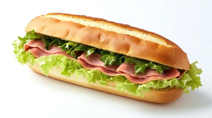 Delicious Ham and Lettuce Sandwich on a Roll