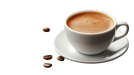 Obraz premium cup of coffee with beans isolated on white background