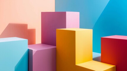 Colorful geometric blocks in a minimalist setting