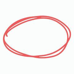 A simple red outline of an oval shape on a white background.