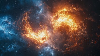 Obraz premium Neutron star collision: the merger of two dense stellar remnants
