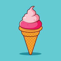 Ice Cream Cone Cartoon Icon – Sweet Food Illustration in Flat Style