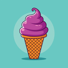Cartoon Ice Cream Cone Icon – Flat Style Sweet Food Design