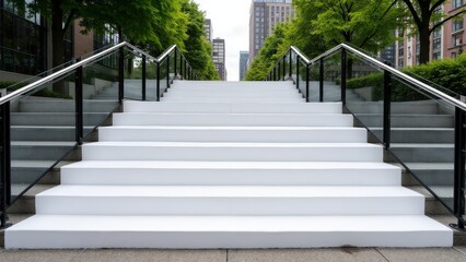 Realistic stair wrap mockup outdoors for public branding displays
