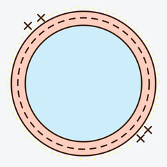A simple circular frame with decorative stitching and dots, suitable for graphic design.