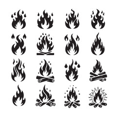 Fire flame silhouette vector illustration 
