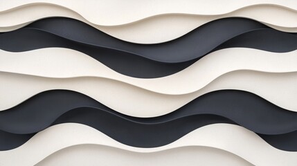 Acoustic tile soundproof. A textured wave pattern combines black and white tones, creating a modern and artistic visual effect.