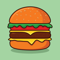 Burger Food Vector - Refers to digital illustrations of burgers created in vector format
