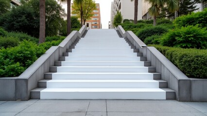 Urban staircase with blank wraps, ideal for advertising in outdoor spaces