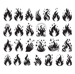Fire flame silhouette vector illustration 