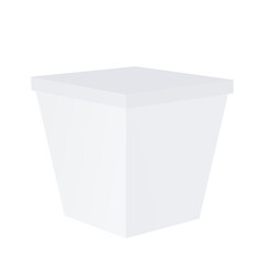 White Box with lid. cardboard packaging trapezoidal shape. Vector realistic Mockup. Packaging for food, cosmetics, flowers, gifts. Blank template.