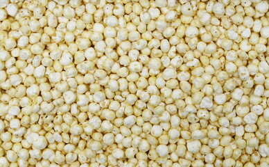 Puffed millet background and texture, top view