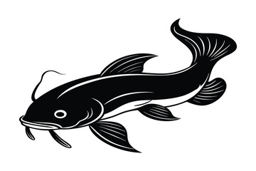 Cat fish silhouette art design