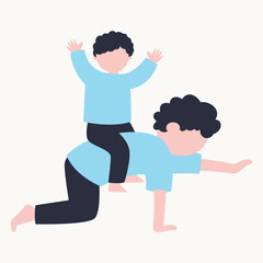 A playful scene of a child riding on an adult's back, promoting fun and bonding.