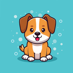 Cute Dog Sitting Cartoon Vector - Isolated Premium Animal Icon in Flat Style