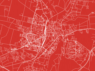 Christmas Map of Slupsk, Poland in Snowy White on Festive Red Background.