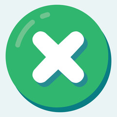 Obraz premium A green circular button with a white cross symbol, indicating a cancel or close action.