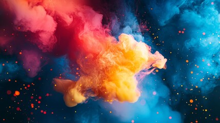 Vibrant explosion of colorful smoke in abstract art