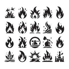 Fire flame silhouette vector illustration 