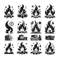 Fire flame silhouette vector illustration 