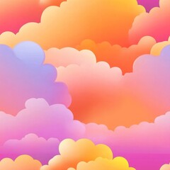 Fototapeta premium Colorful Cloudscape Seamless Pattern