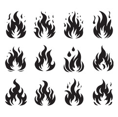 Fire flame silhouette vector illustration 