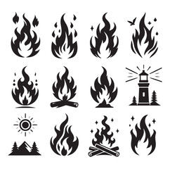 Fire flame silhouette vector illustration 