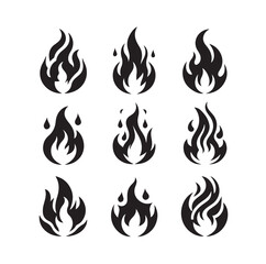 Fire flame silhouette vector illustration 