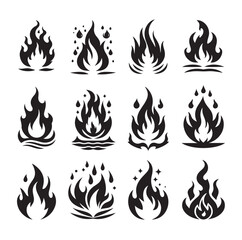 Fire flame silhouette vector illustration 