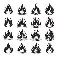 Fire flame silhouette vector illustration 
