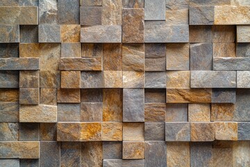 A close-up view of a stone wall composed of individual blocks