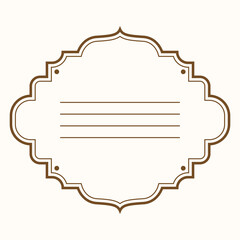 A decorative blank label design with ornate borders for customizable text.