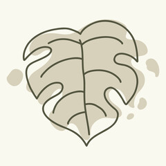 A simple line drawing of a heart-shaped leaf with soft background colors.