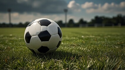 Fototapeta premium Soccer Ball on Grass Field